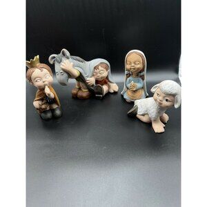 Ceramic Kids Christmas Painted Figurines Decor From Atlantic Mold Vintage READ